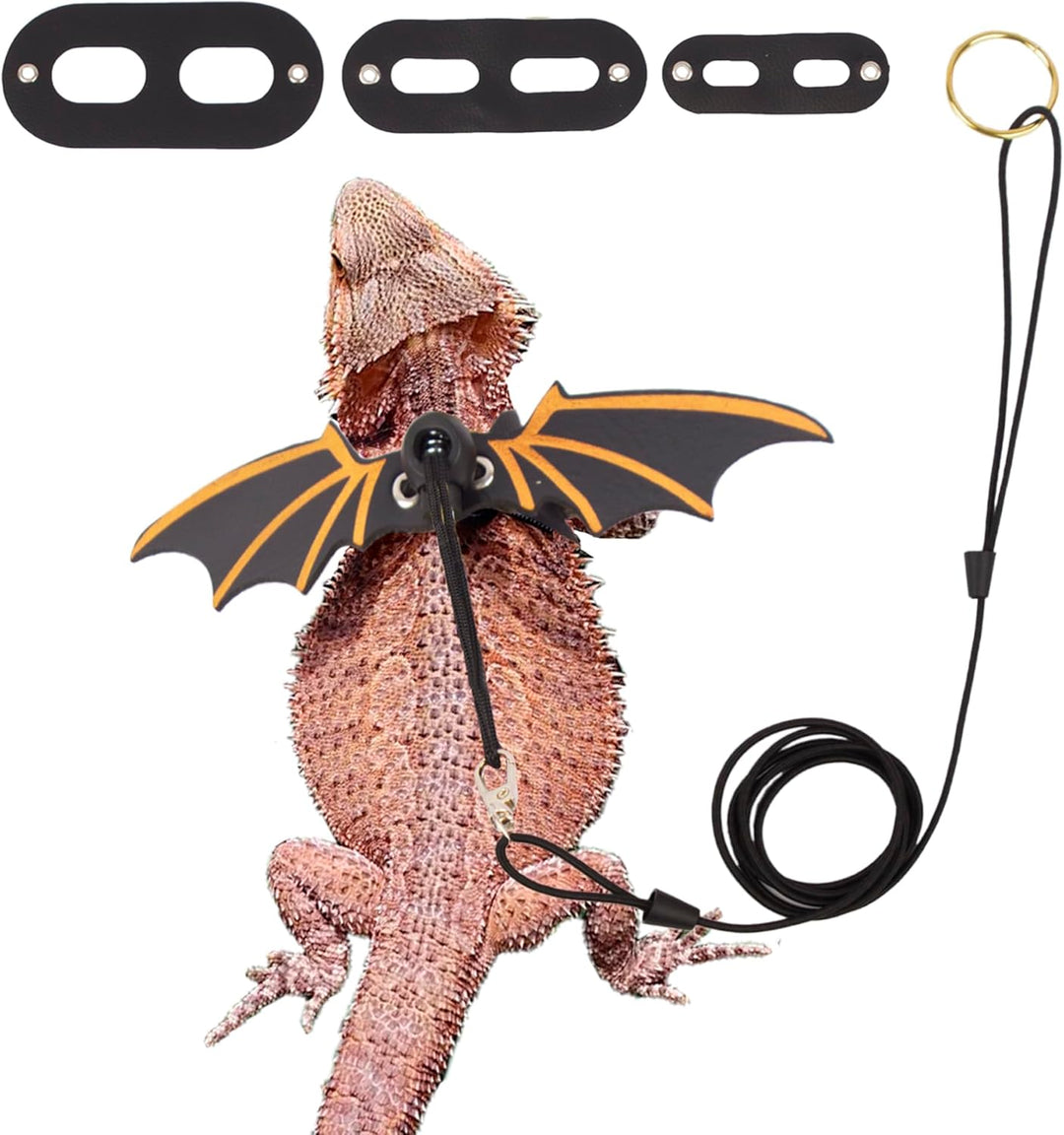 Bearded Dragon Leash Harness 3 Size Pack Black Leather Wing Lizard Ha PETS FOR ALL SUPPLIES